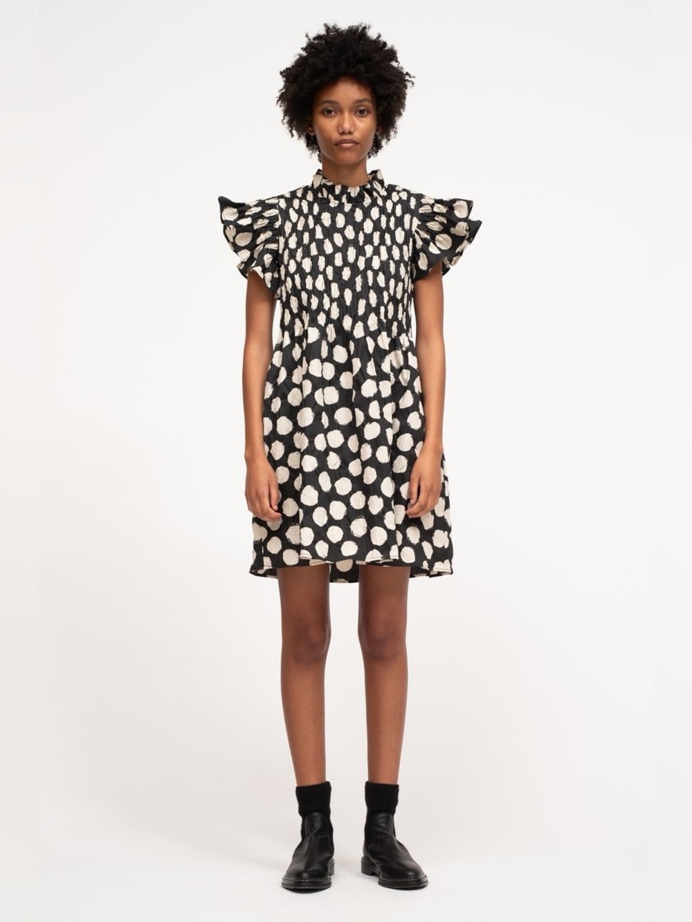 Sea New York Arline Polka Dot-Print Smocked Dress Size: S